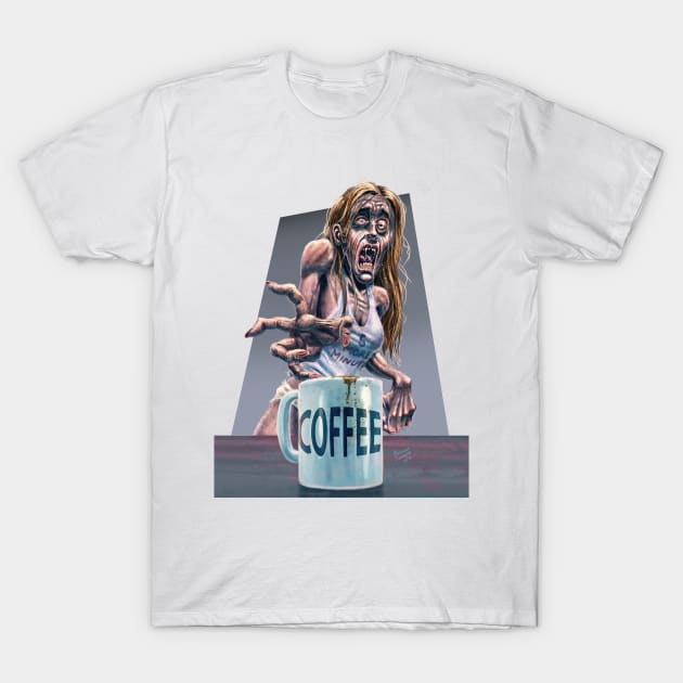 Coffee Zombie T-Shirt by MalSemmensArt